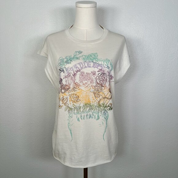 Zadig & Voltaire Cecilia Skull Reaper Strass T-shirt - Size S - Picture 2 of 8